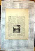 Antique Print River Coquet Northumberland Castle Trees Warkworth Cross 1883
