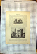 Old Print Warkworth Castle Keep Lion Tower View River Northumberland 1883 19th