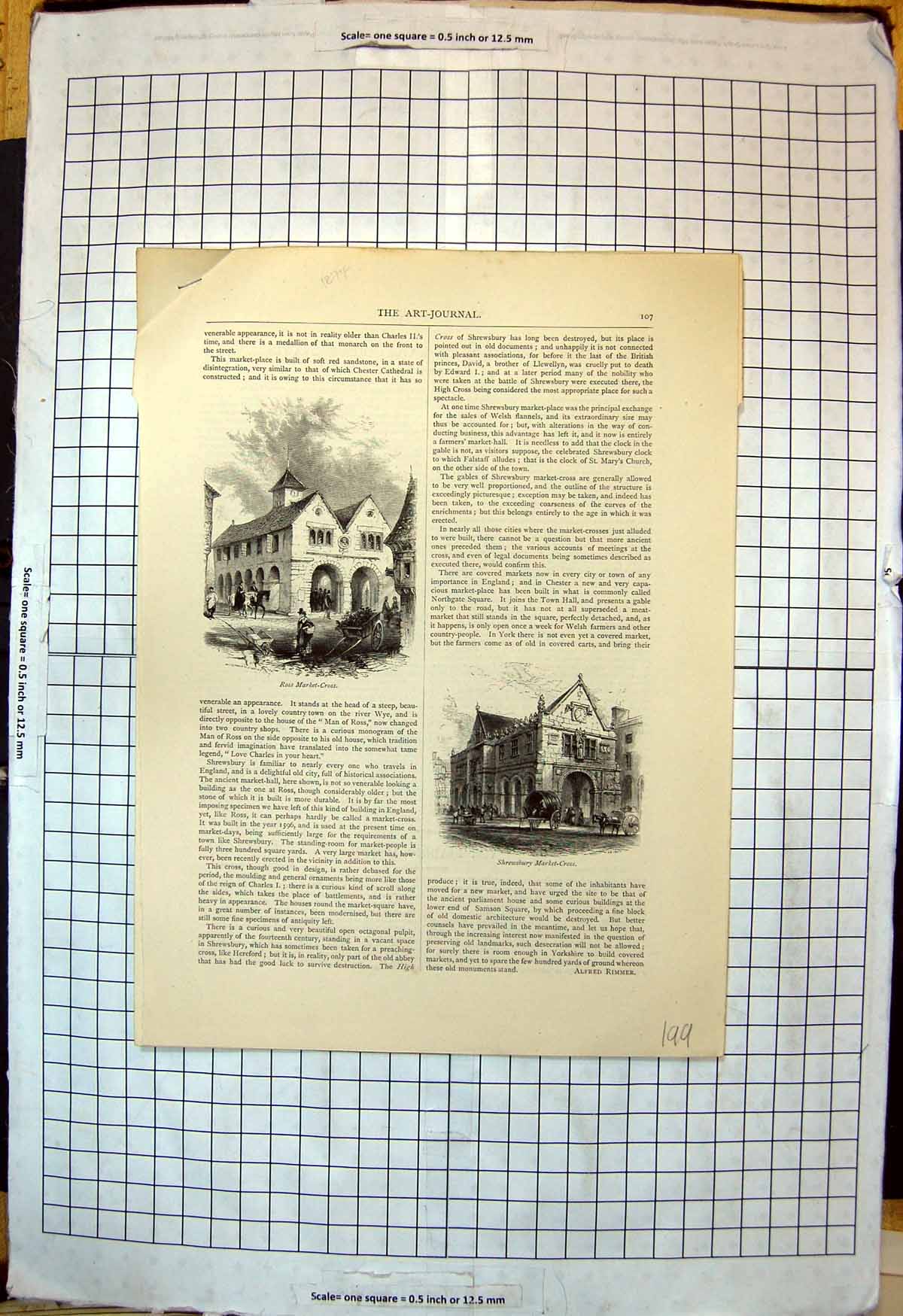 Old Antique Print Market Cross Ross Shrewsbury Chichester Malmesbury 1874 19th