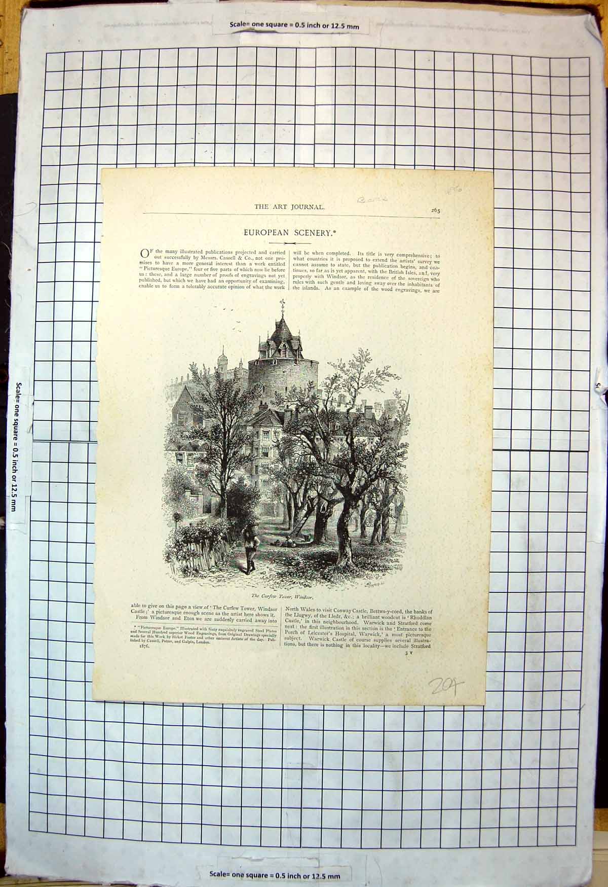 Old Print Curfew Tower Windsor London Bridge Torquay Coast Rock Arch 1876 19th