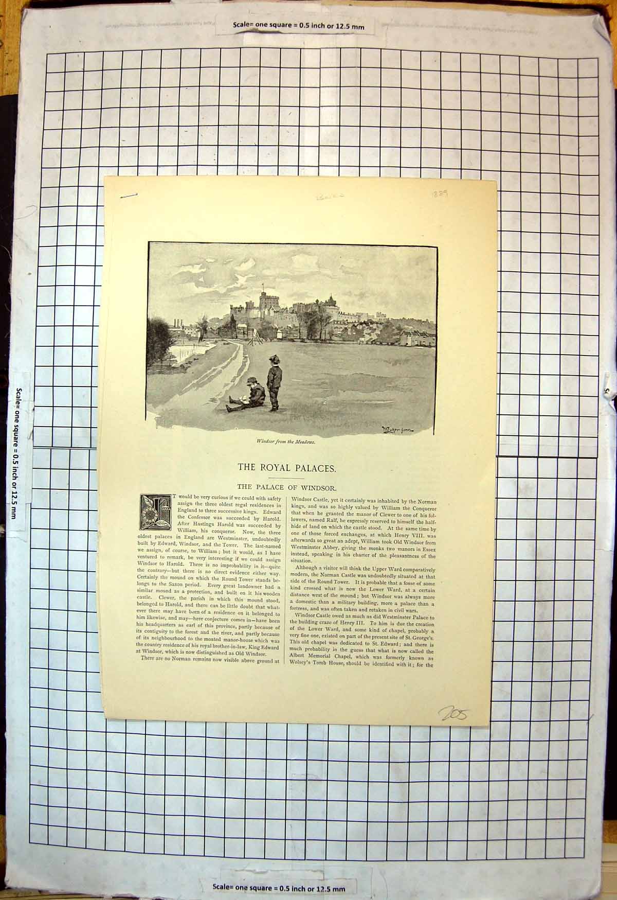 Old Palace Windsor Canon'S Houses Gateway Cloisters Statue Berks 1889 Victorian