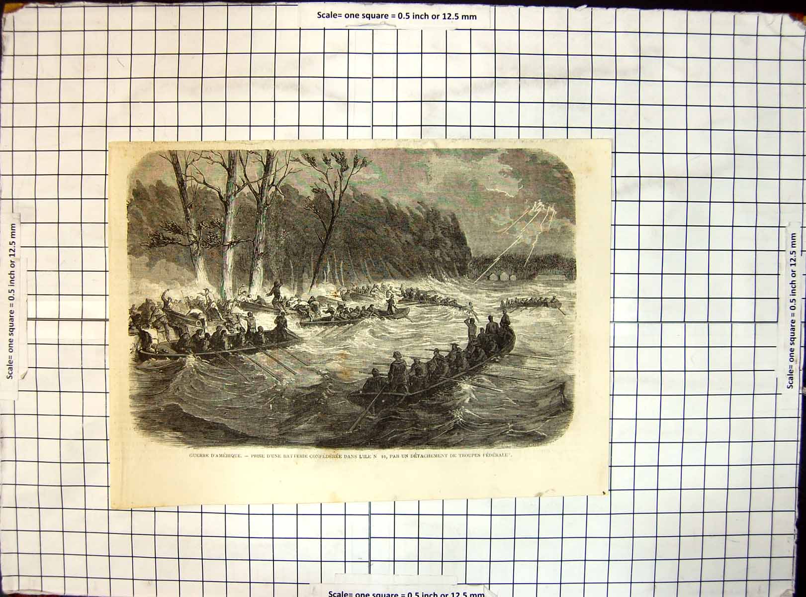 Antique Old Print American War Battery Civil Wars Detachment Federal Troops