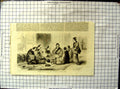 Original Old Antique Print Japanese Party At Meals Kneeling Eating Chopsticks