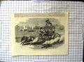 Old Antique Print Keranchie Kidrapore Omnibus Pulled Horses Boats River