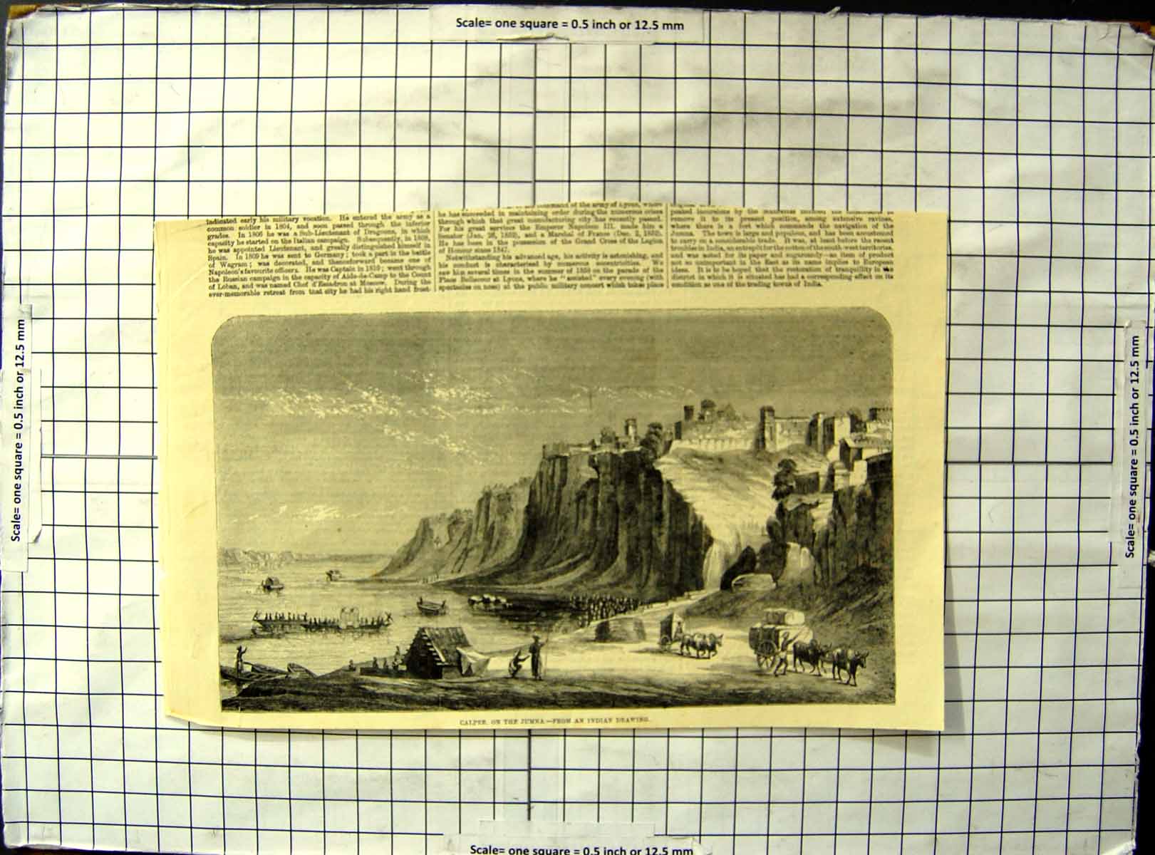 Antique Print Calpee On Jumna India Boats Goods Harbour Unloading Carriages