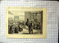 Original Old Antique Print St Petersburg Ovation Czar Carriage After Attack