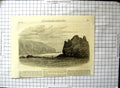 Original Old Antique Print Cave Rock Port Lyttelton New Zealand 1864 Victorian