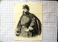 Original Old Antique Print Federal General Burnside Uniform Binoculars