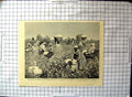 Original Old Antique Print Savannah North America Picking Cotton Fields Baskets