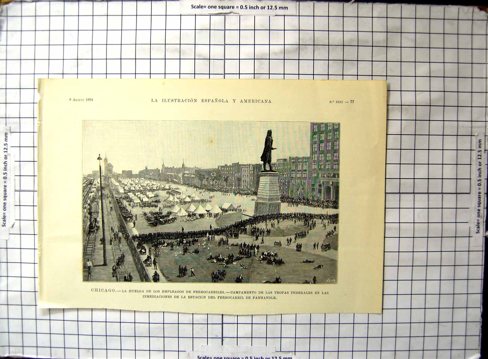 Old Chicago Strike Railway Workers Camp Federal Troops Panhandle 1894 Victorian