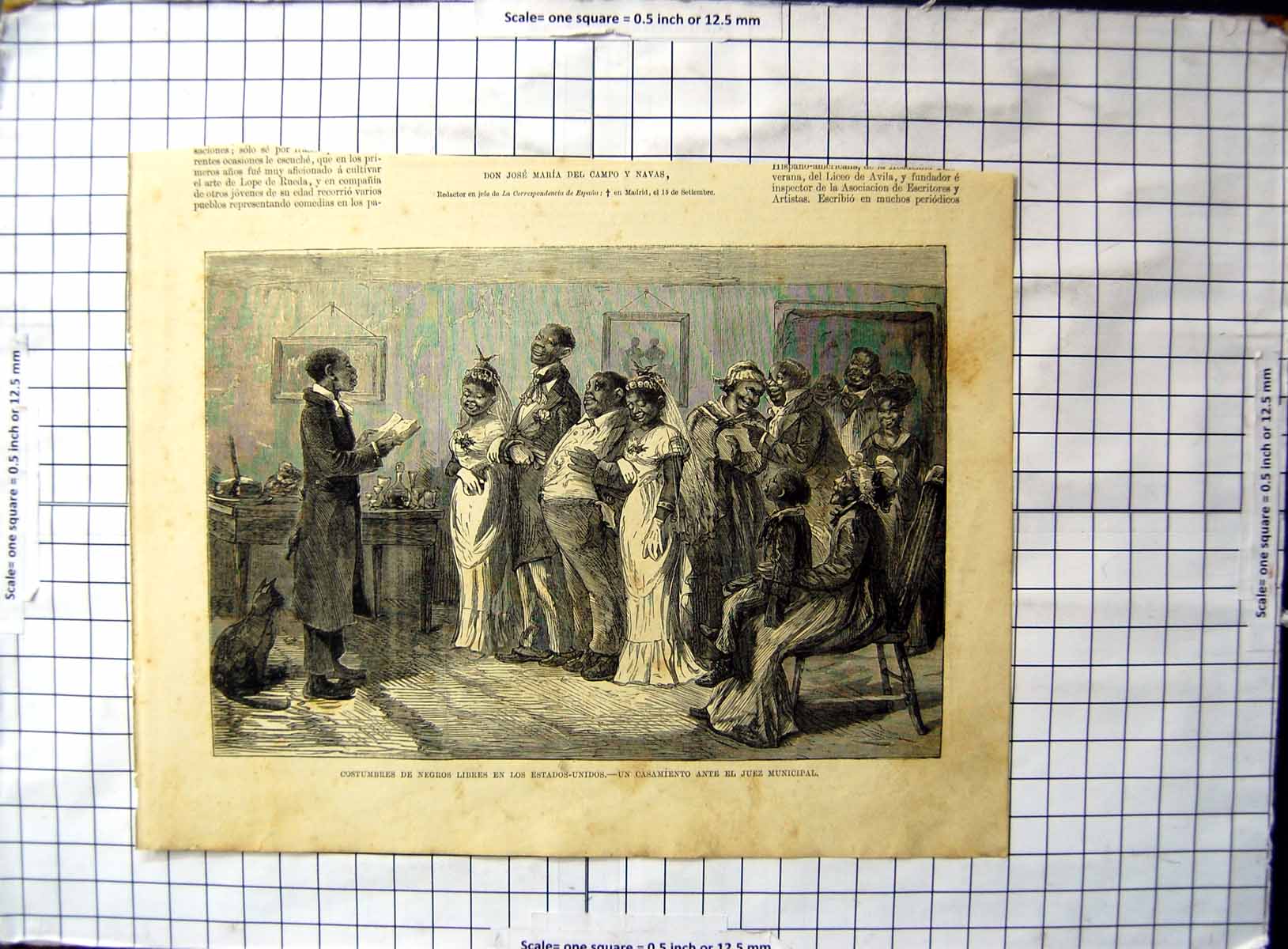 Old Antique Print Customs Black Citizens United States Wedding Ceremony
