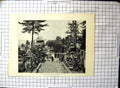 Original Old Antique Print Japanese Cemetery Steps Gravestones Flowers
