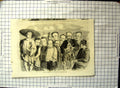 Original Old Antique Print Group Chinese Smoking Long Pipes Men Boys