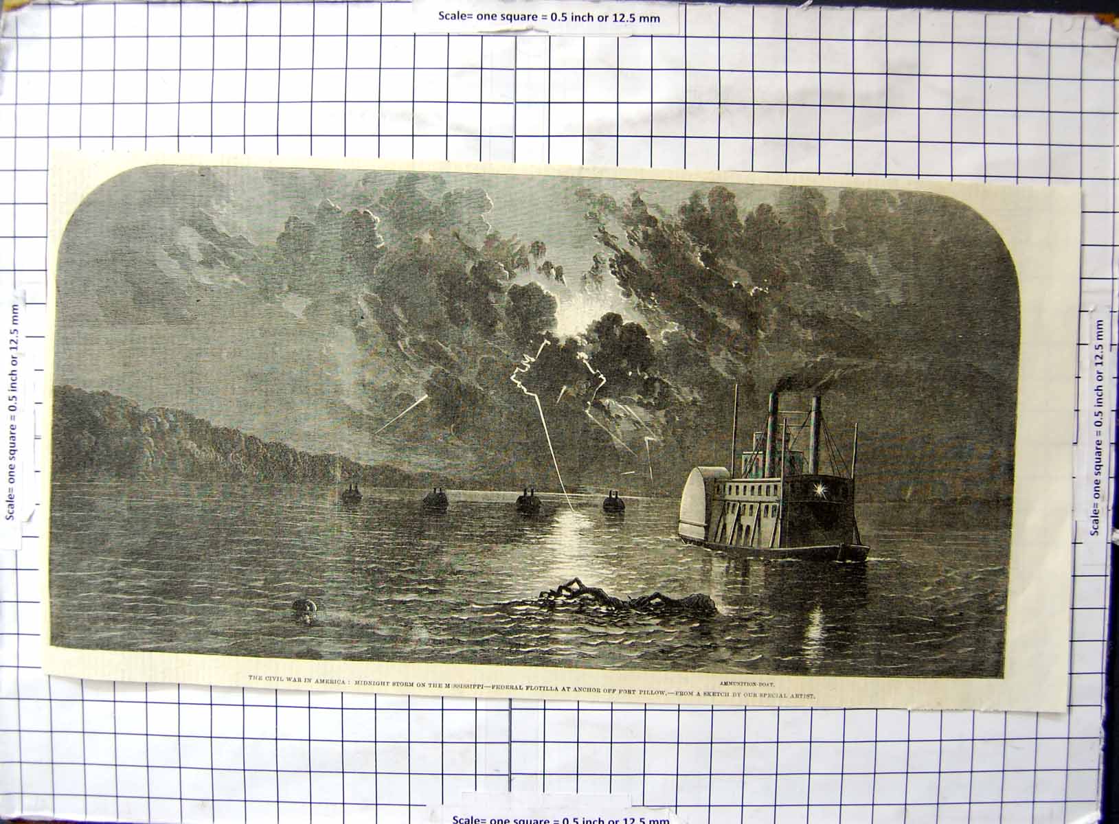 Old War America Midnight Storm Mississippi Federal Flotilla Fort Pillow