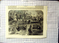 Antique Old Print Ganges Pilgrims Passing Ghaut Carrying Baskets Jugs Poles