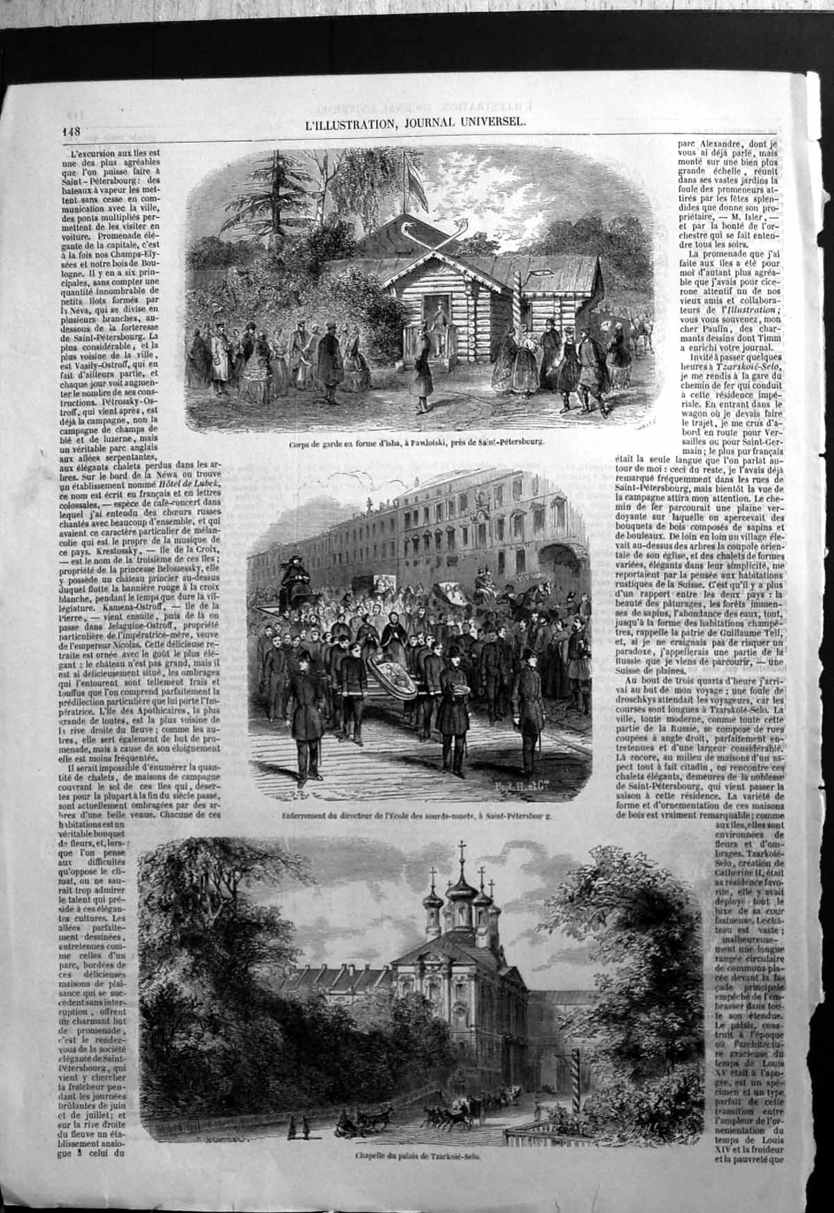Old Print Body Guard StPetersburg Burial Deaf Dumb Director Tzarkoie-Selo