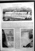 Antique Print Niagara Falls American Side View Canada Table Rock At Sunset