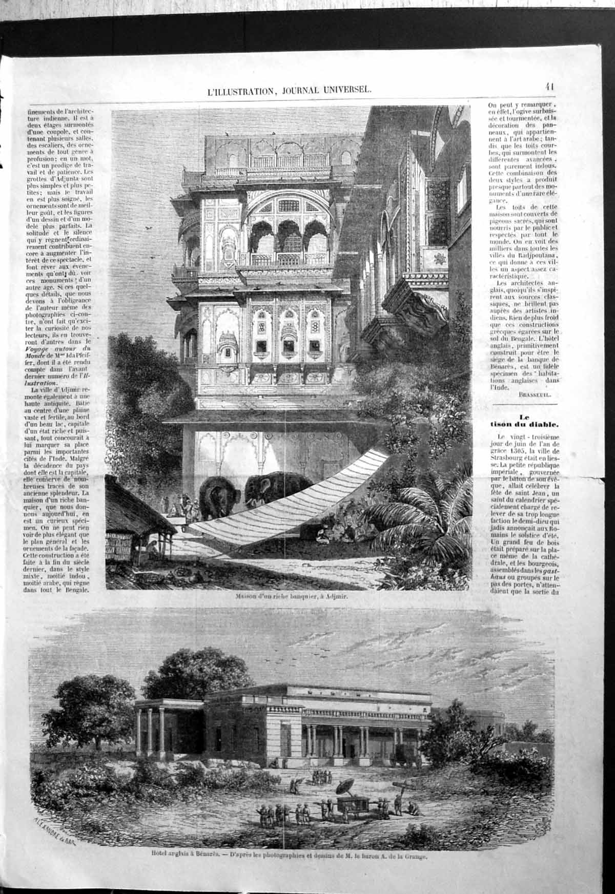 Old Print House Rich Banker Banquier Adjmir Hotel Anglais English Benares