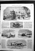 Antique Old Print Tea Palace Shanghai Barque Pei-Ho Encampments English Takou
