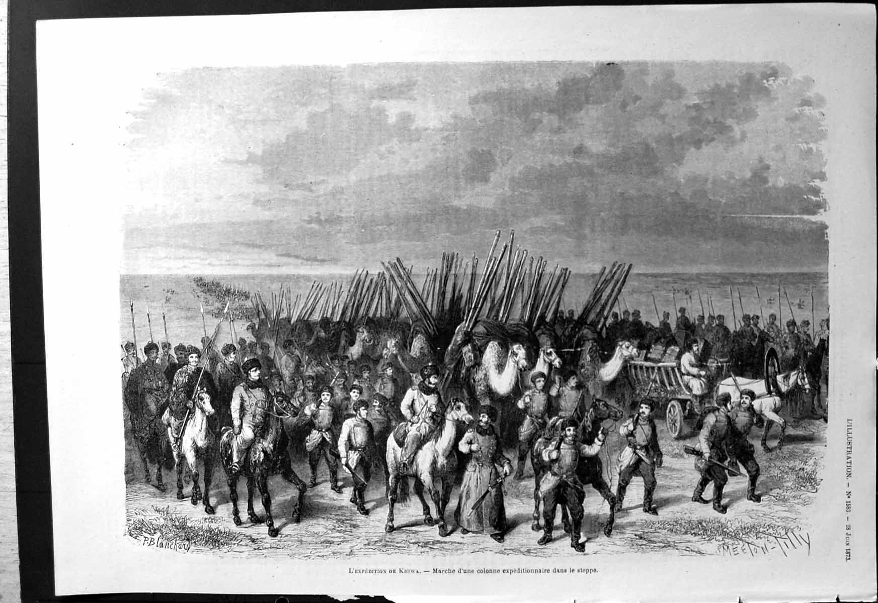 Old Expedition Khiwa Steppes Marching Camels Horses Foot Siers 1873 Victorian