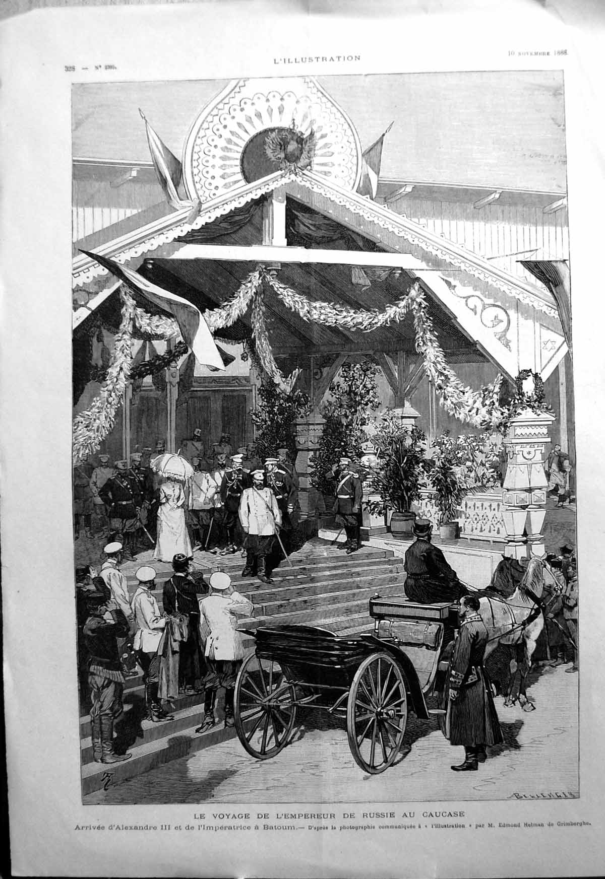 Old Voyage Russian Emperor Caucasus Caucase Carriage Horses Await 1888 19th