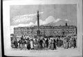 Antique Old Print Winter Palace Saint Petersbourg Alexandre Place Statue 1880