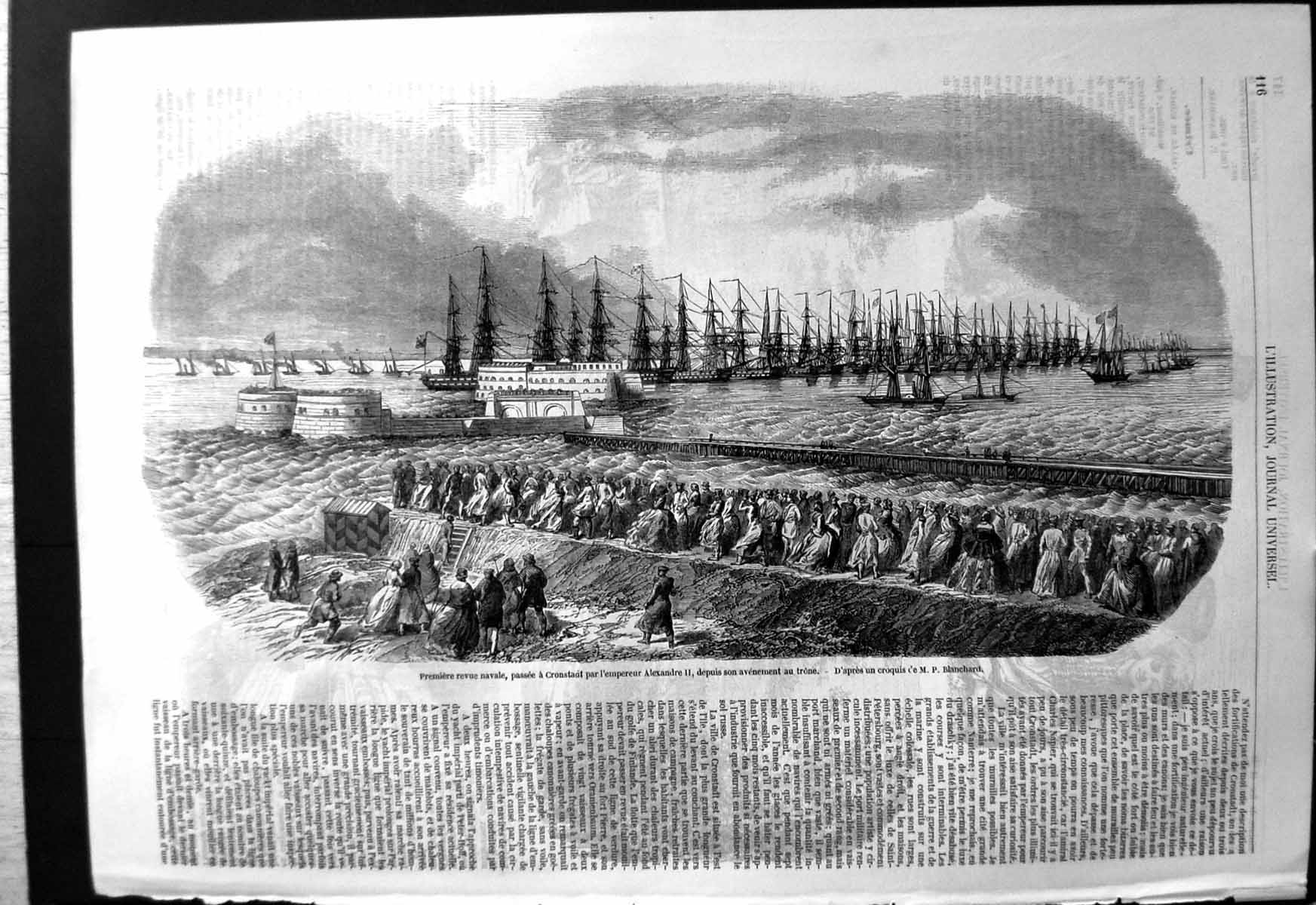 Old Emperor Alexander Ii First Naval Review Advent Throne Sailing Ships