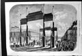 Old Print Procession M Le Baron Street Peking Wooden Gates Chinese China 19th
