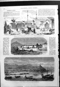Antique Print Expedition China Chine Grand Pagoda Montauban Tche-Fou Boats 20th