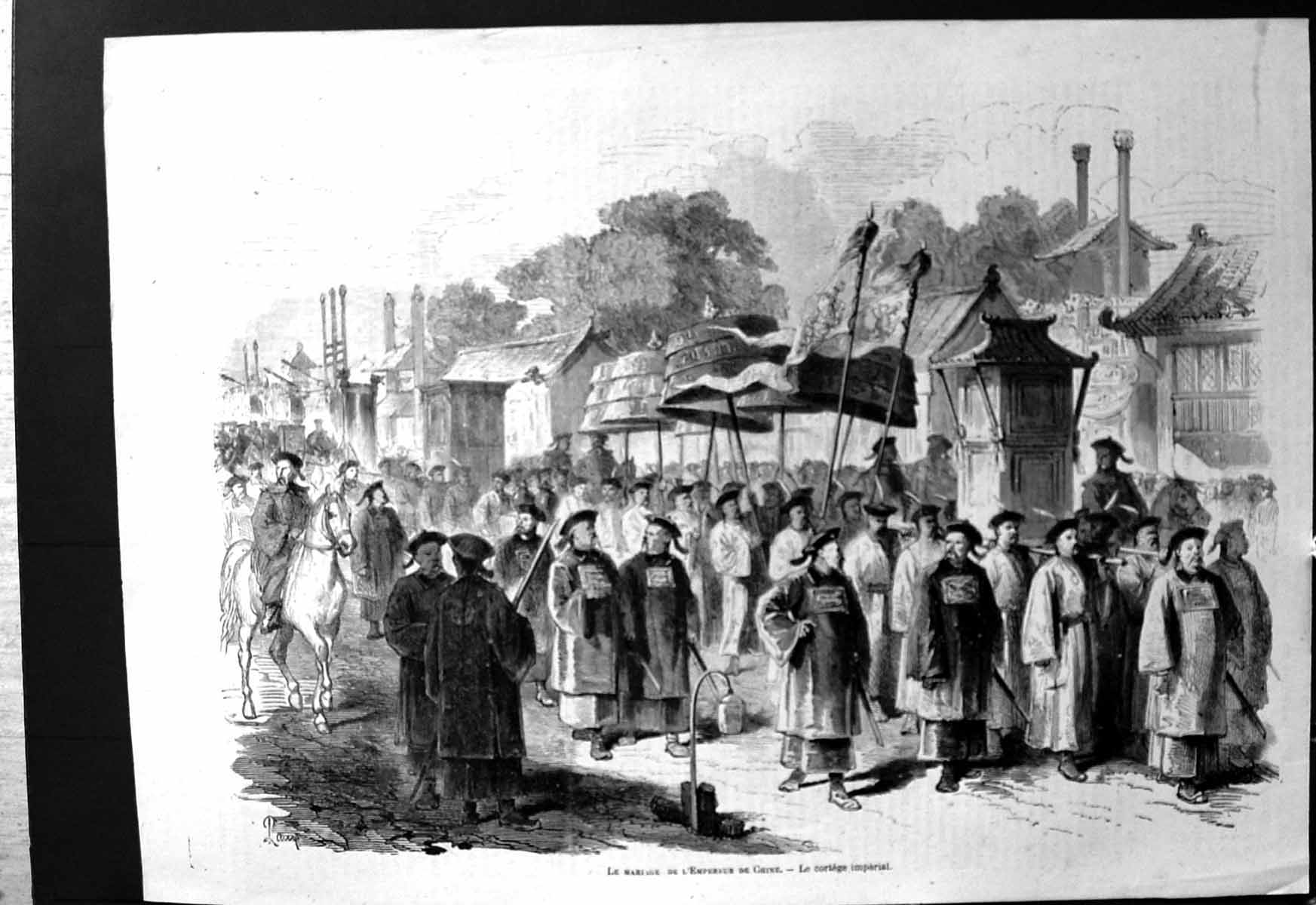 Antique Print Marriage Emperor China Imperial Procession Lecortege Imperial