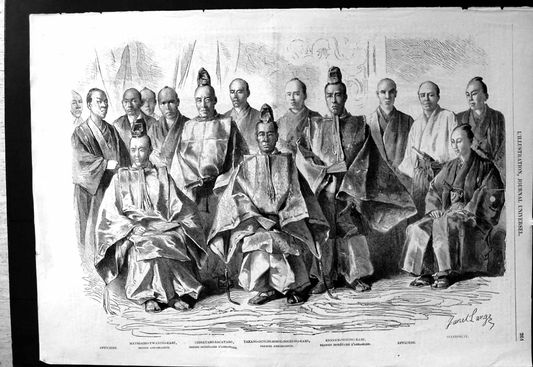 Antique Print Premier Ambassador Takano-Outchi-Simod-Souki-No-Kami Officers