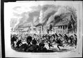 Old Print Events Japan Burning Palace Prince Satsouma Yeddo Pumping Water