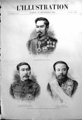 Old Print SM Mutsu-Hito Emperor Japan Le Marechal Comte Yamagata Ito 1894 19th