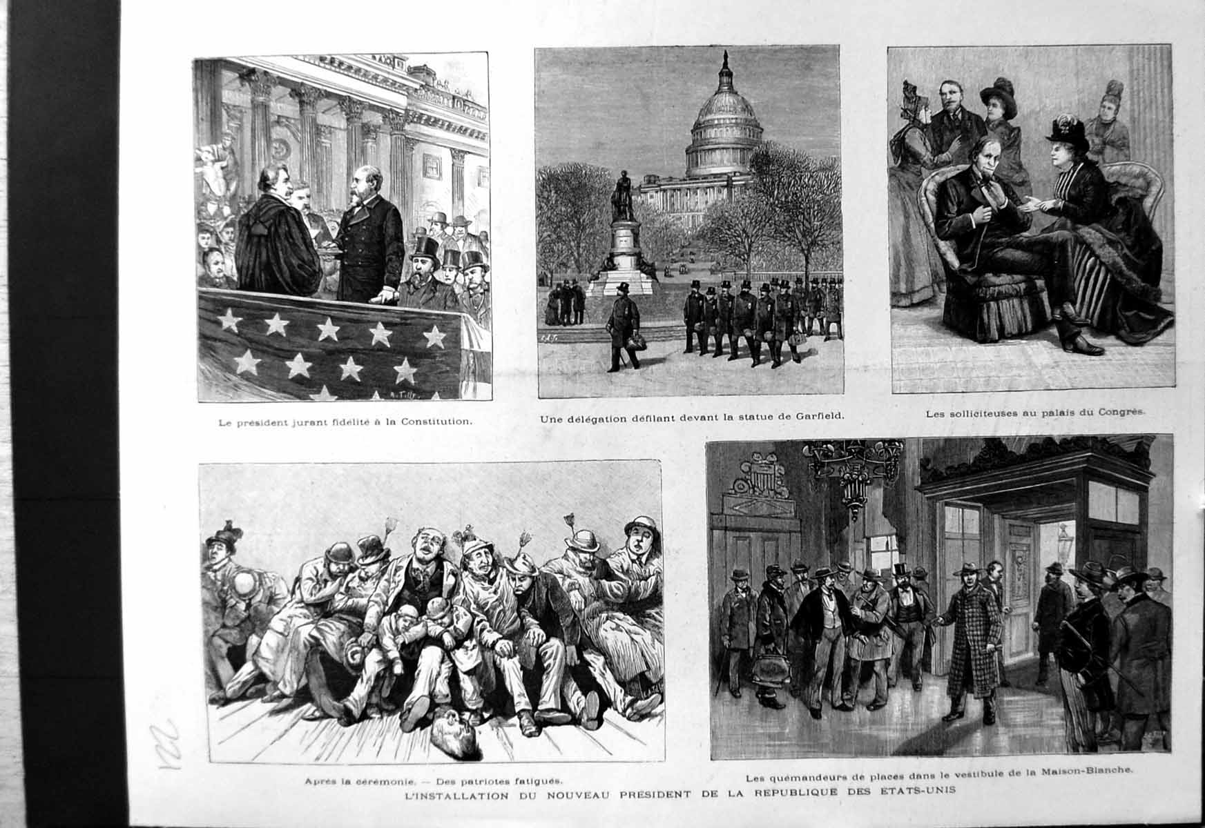 Old Print Inauguration New President United States Scenes Fort De Sagallo