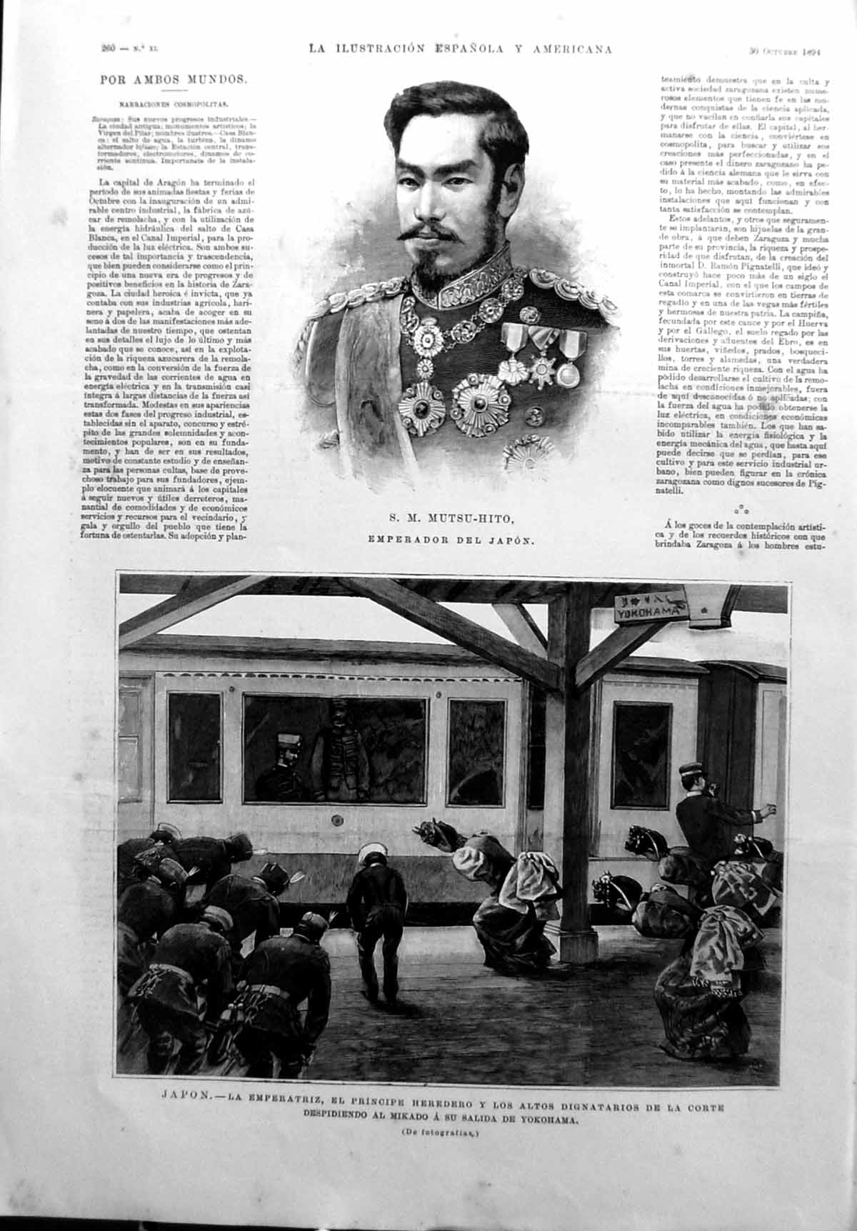 Old Japan SM Mutsu Hito High Court Dignitaries Yokohama Station 1894 Victorian