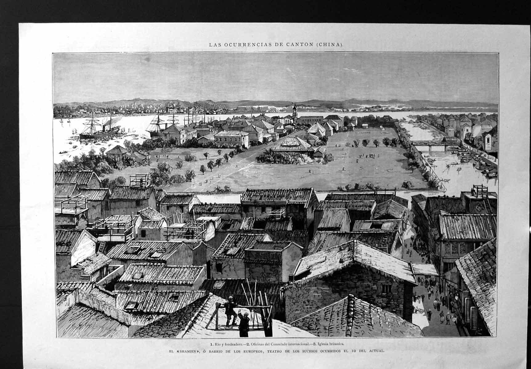 Old Print Shamien River Anchorage International Consulate British Church