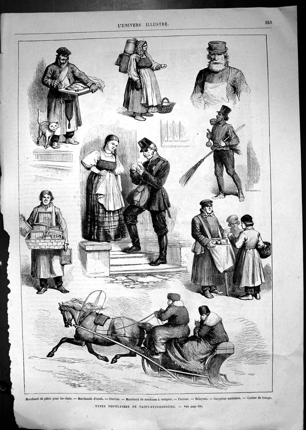 Antique Print Saint Petersburg Merchants Worker Factor Innkeeper Transport