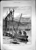 Old Ecosse Scotland Fishing For Herrings Loch Fyne Boat Nets Mountains