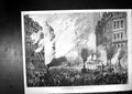 Old Print Large Fire Boston View Taken From Devonshire Street Pump Engines 1872