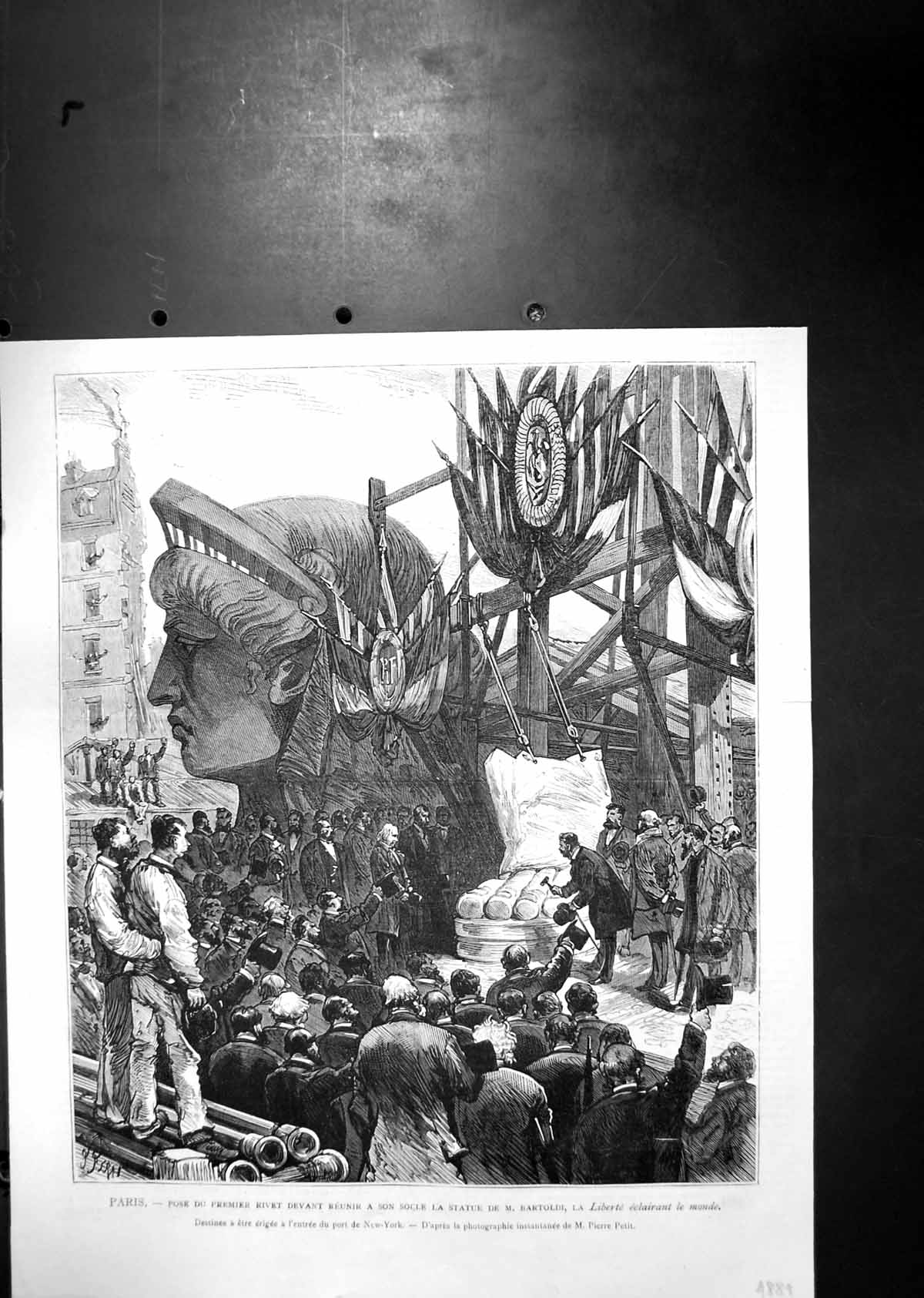 Old First Rivet Installation Stand Statue Liberty M Barti Paris 1881 Victorian