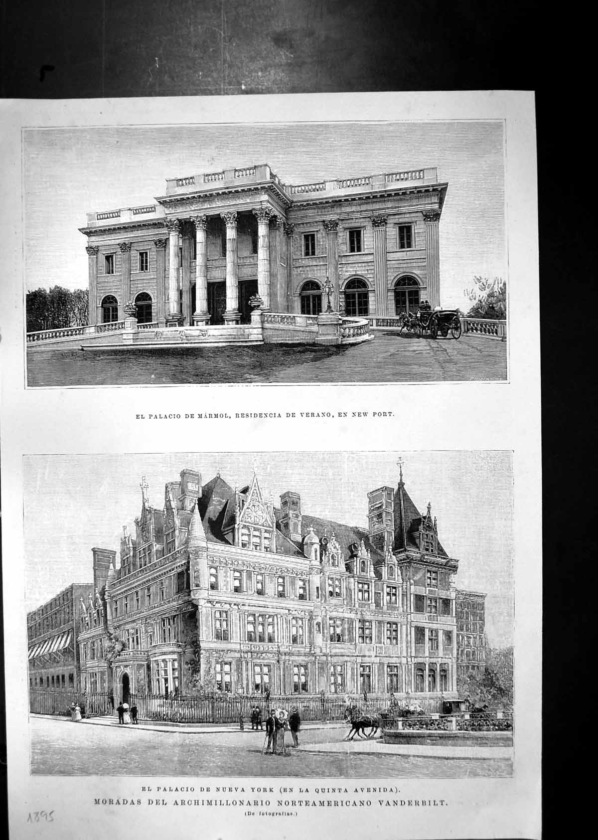Old Marmol Palace Verano New York Palace Fifth Avenue Vanderbilt 1895 Victorian