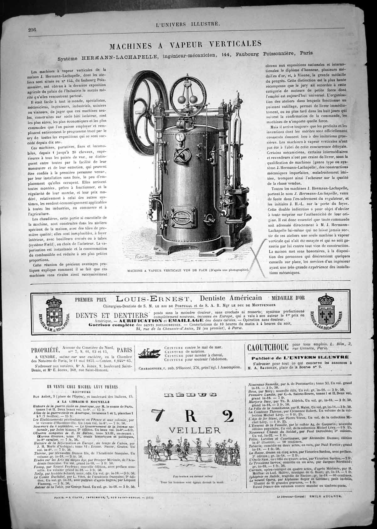 Antique Old Print Steam Machine Vertical Front View Miners Strike South Wales