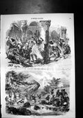 Antique Old Print Muslim Aissaoua Convulsions Hindu Manners Ablutions River