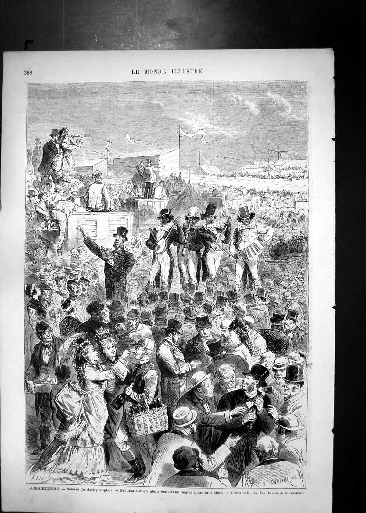 Old Scenes Derby England Preacher Full Flow Negroes Musicians Crowds