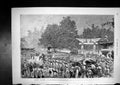 Antique Print Japanese Army Review Passing Mikado Kamouraka Rain Umbrellas
