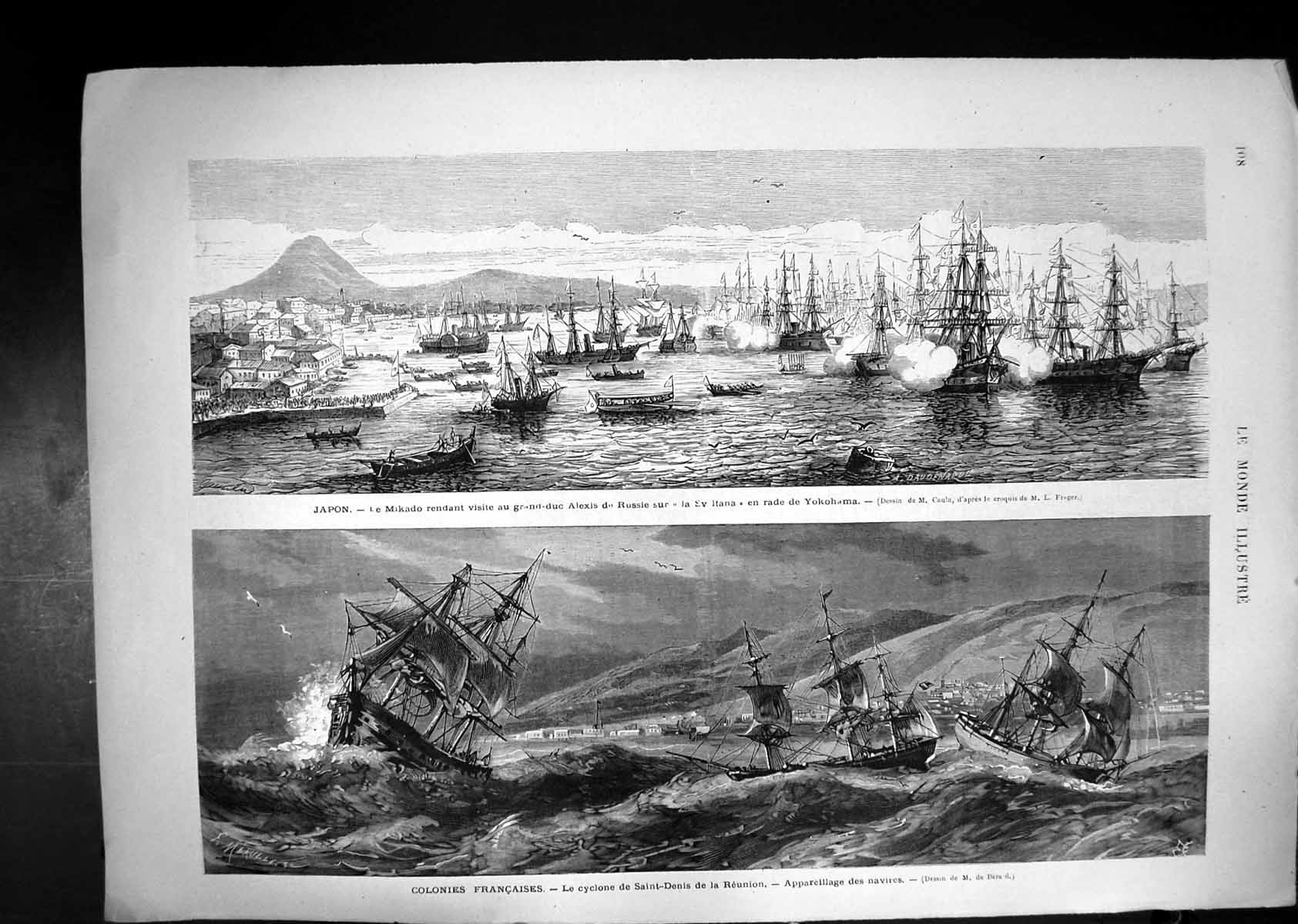 Old Print Japan Visit Alexis Russia Le Mikado Cyclone Saint-Denis De La Reunion