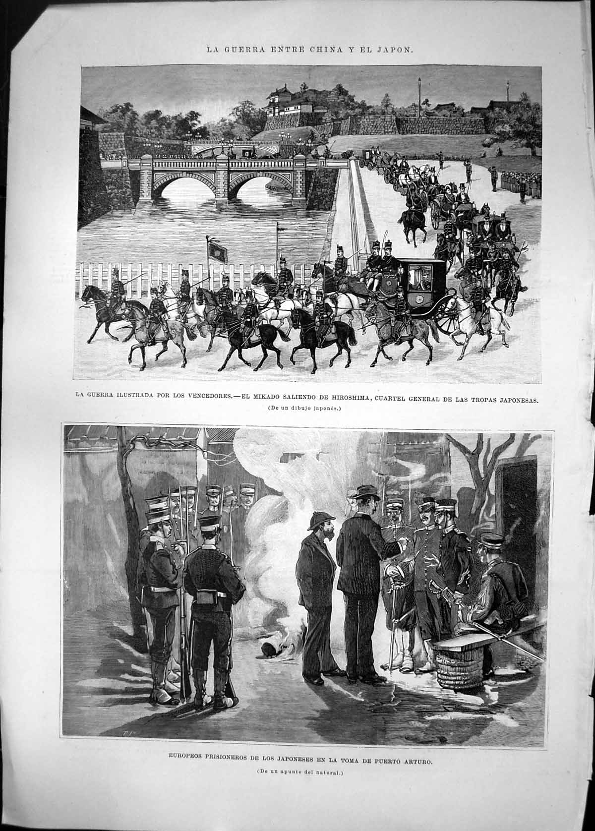 Antique Print War Winners Mikado Hiroshima European Prisoners Puerto Arturo