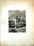 Old Print Trumpeter Horseback Louis-Gabriel Eugene Isabey 1804-1886 Paris 19th