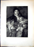 Antique Print Charity Woman Three Children George Frederick Watts 1817-1904