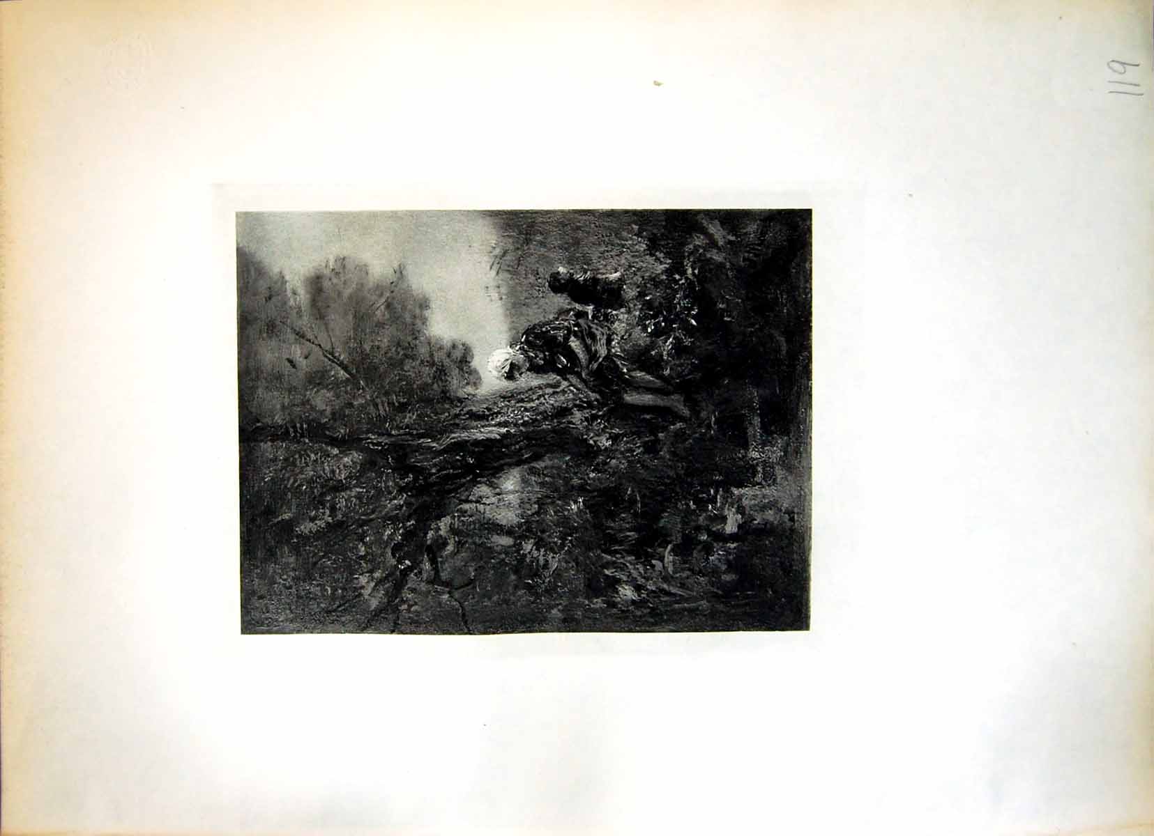Old The Burnside Jacob Maris Child Sitting Under Tree Dangling Legs 119J